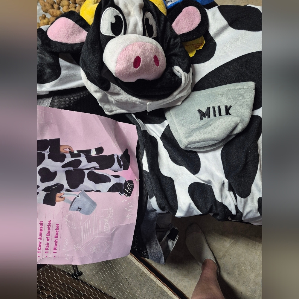 Cow Print Costume with Milk Bag